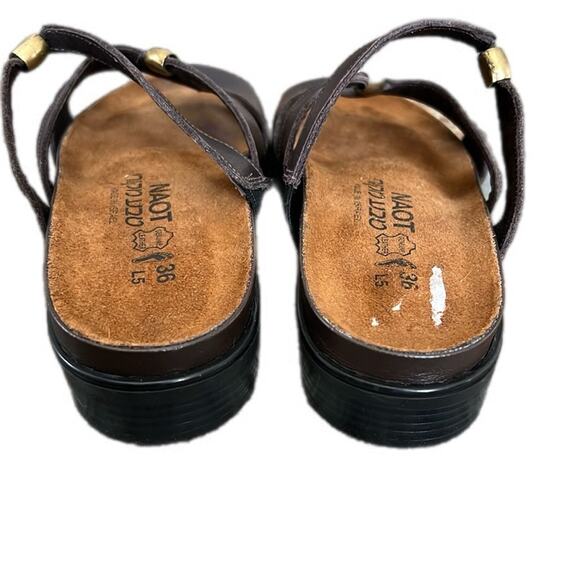 Naot Brown Leather Sandals 5 36 Flats Slides Shoes Israel - Picture 4 of 11